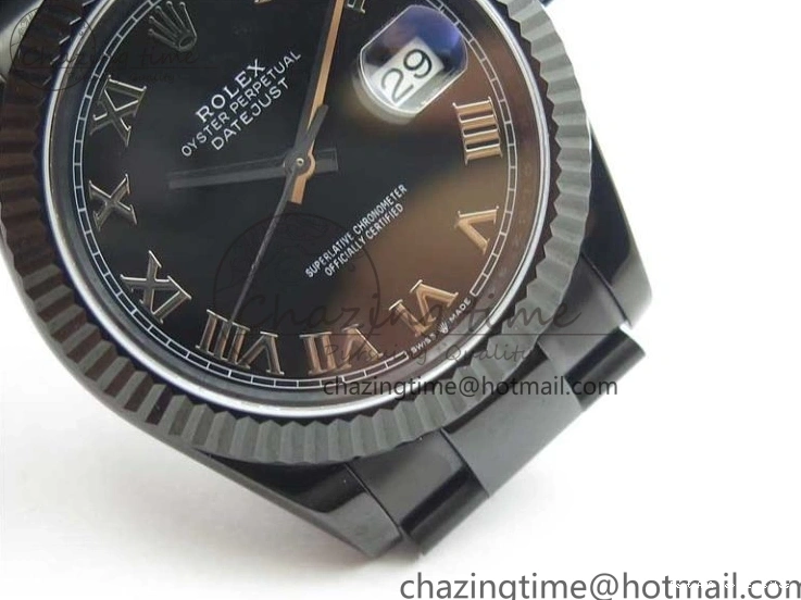 Best AAA Replica Sites Best Edition All DateJust Dial 41 Black Bracelet Markers PVD ModernLook A Roman PVD Oyster Black VRF 2793 on 0119